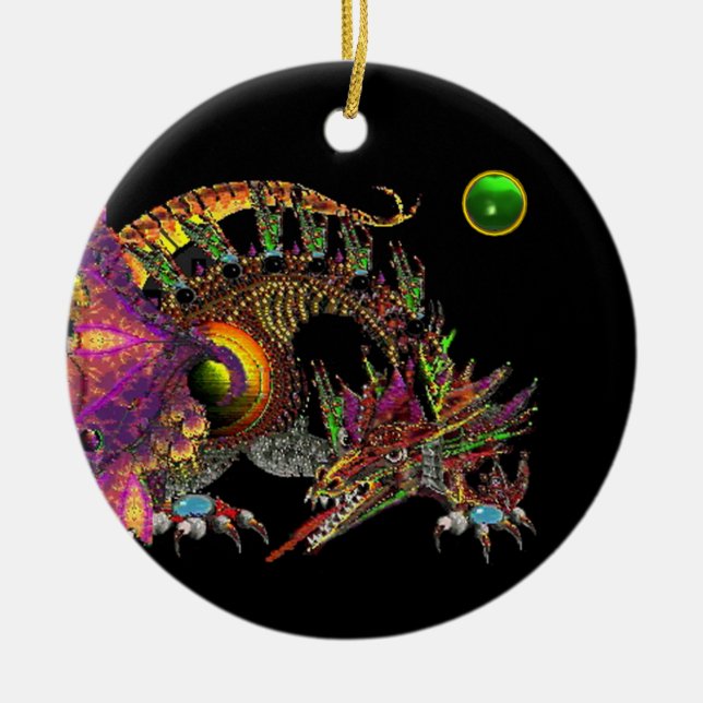 Adorno De Cerámica DRAGO Pink Green Emerald Monogram (Frente)