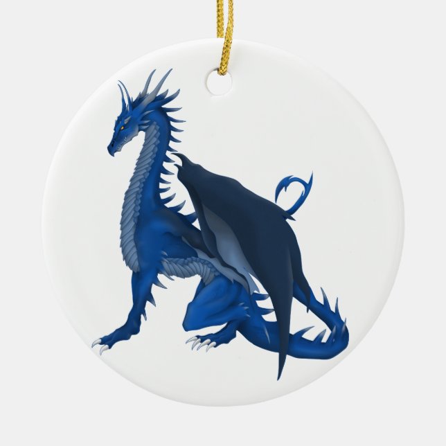 Adorno De Cerámica Dragón azul (Frente)