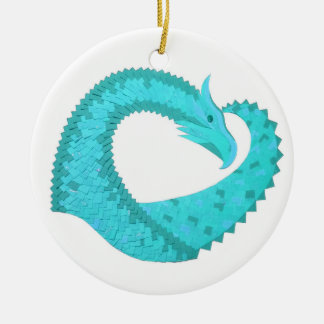 Adorno De Cerámica Dragón cardíaco verdigris sobre blanco