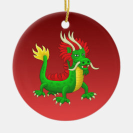 Adorno De Cerámica Dragón Chino Dibujado a Mano Colorido
