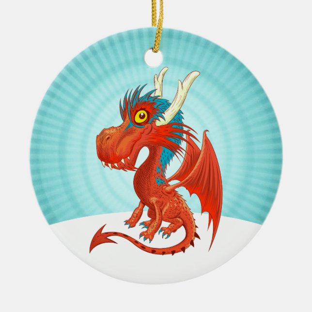 Adorno De Cerámica Dragón de bebé (Frente)
