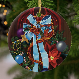 Adorno De Cerámica Dragón de Corona de Navidad