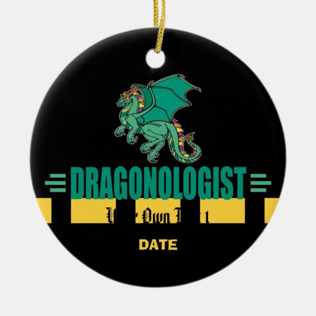 Adorno De Cerámica Dragón de fantasía verde (Frente)