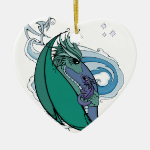 Adorno De Cerámica dragón de la madre y del bebé