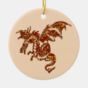 Adorno De Cerámica Dragón de llamas