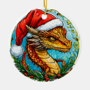 Adorno De Cerámica dragón de Navidad