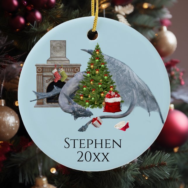 Adorno De Cerámica Dragón Fantasía de árbol navideño (Subido por el creador)