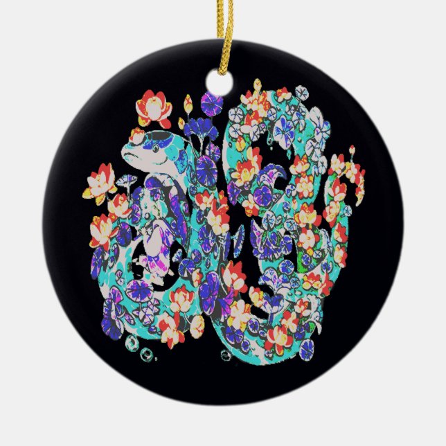 Adorno De Cerámica dragón floral (Frente)