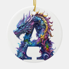 Adorno De Cerámica Dragón intrincado - letra A