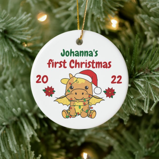 Adorno De Cerámica Dragon Navidades Babys primera Navidad (Árbol)