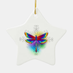 Adorno De Cerámica Dragón poligonal arcoiris