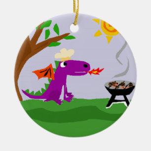 Adorno De Cerámica Dragón púrpura divertido Grill Master