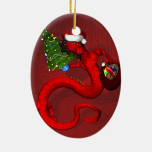 Adorno De Cerámica Dragón Rojo