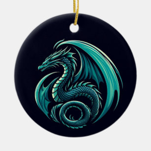 Adorno De Cerámica Dragón verde azulado también