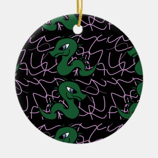 Adorno De Cerámica Dragón verde bebé (Frente)