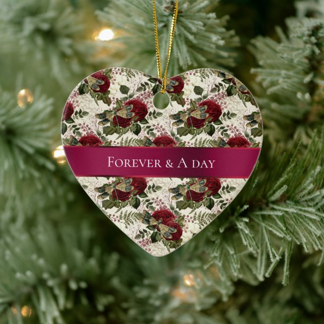 Adorno De Cerámica Dragonflies crema y Rosas (Árbol)