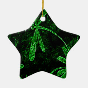 Adorno De Cerámica Dragonflies Neon Green