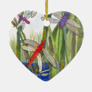 Adorno De Cerámica Dragonflies Summer