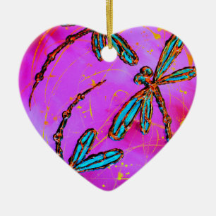 Adorno De Cerámica Dragonfly Flit Electric Pink