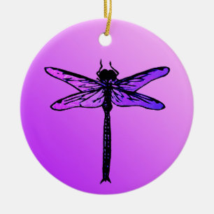 Adorno De Cerámica Dragonfly japonés vintage, morado antimetista