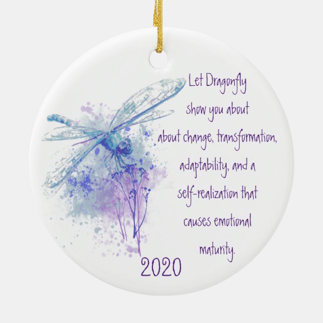 Adorno De Cerámica Dragonfly Totem Animal Guide Watercolour Nature Ar (Atrás)