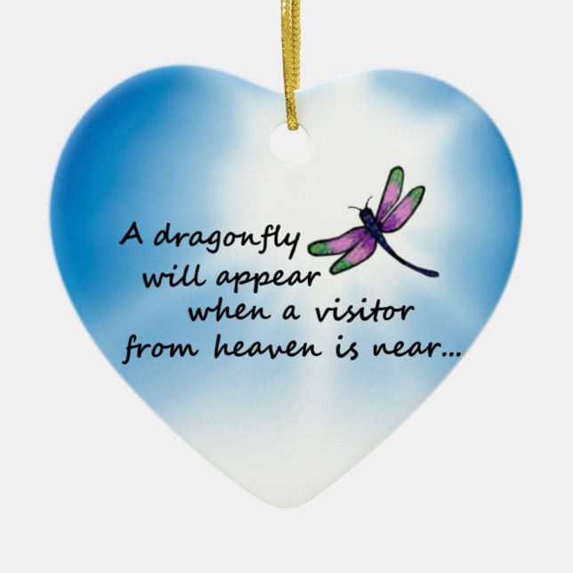 Adorno De Cerámica Dragonfly, visitante del cielo (Frente)