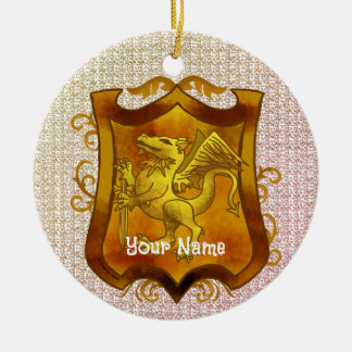 Adorno De Cerámica Dragons Shield Family Crest Surname
