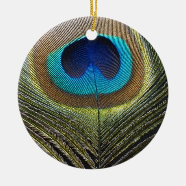 Adorno De Cerámica Dramática pluma de pavo real (Frente)