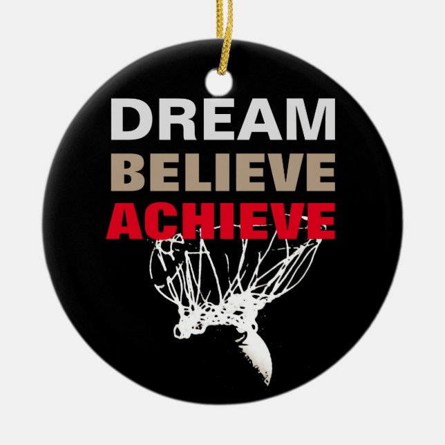 Adorno De Cerámica Dream Believe Achieve Basketball (Frente)