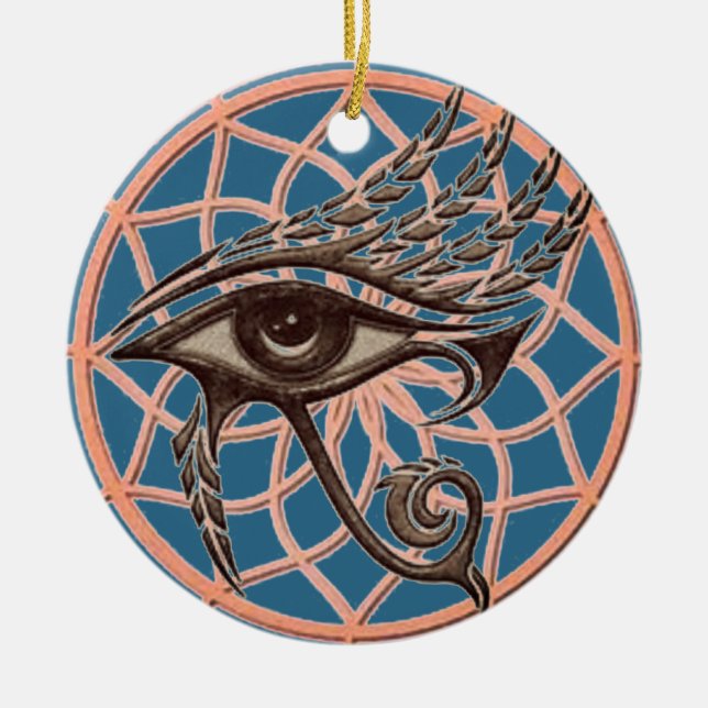 Adorno De Cerámica Dream Catcher Eye Of Horus Blue (Frente)