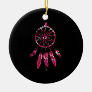 Adorno De Cerámica Dreamcatcher rosa muestra a indios nativos estadou