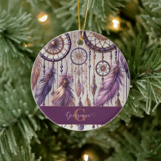 Adorno De Cerámica Dreamcatchers Purple & Gold (Árbol)
