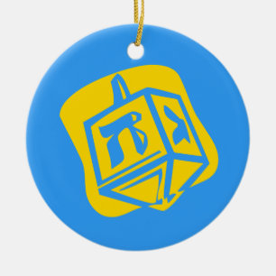 Adorno De Cerámica Dreidel de oro