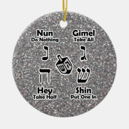 Adorno De Cerámica Dreidel Instructions Happy Hanukkah Silver Purpuri