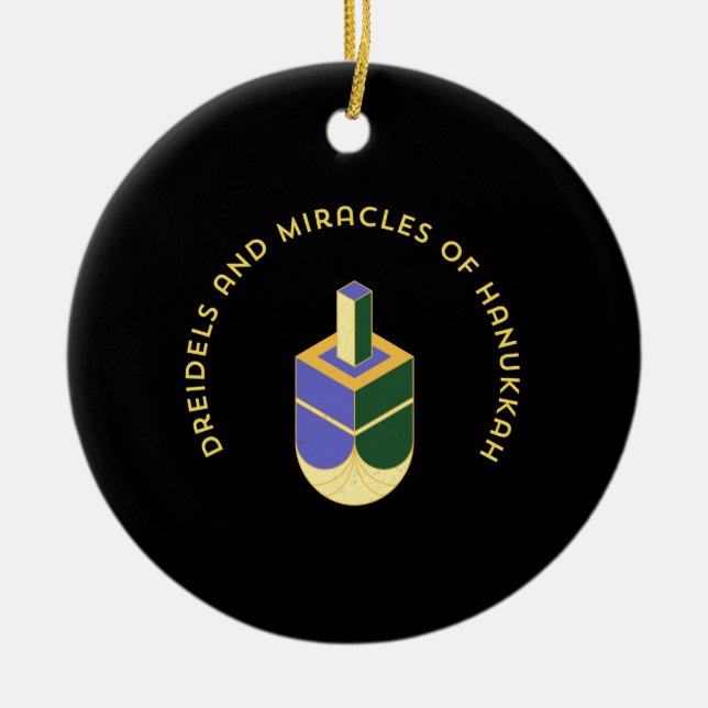 ADORNO DE CERÁMICA DREIDELS AND MIRACLES OF HANUKKAH (Frente)