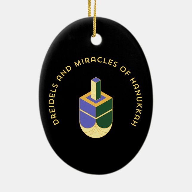 ADORNO DE CERÁMICA DREIDELS AND MIRACLES OF HANUKKAH (Atrás)