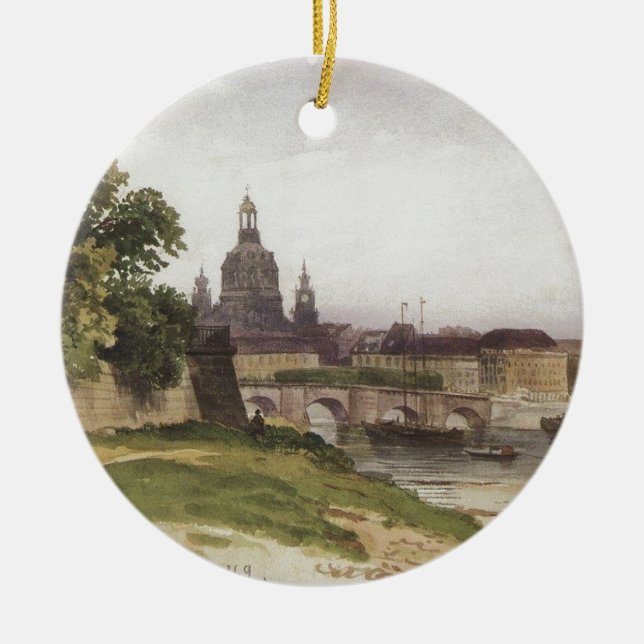 Adorno De Cerámica Dresden. Puente de agosto de Ivan Shishkin (Frente)