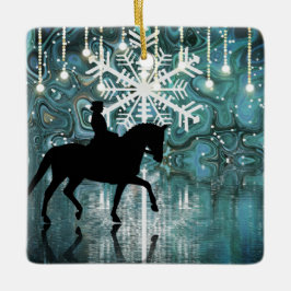 Adorno De Cerámica Dressage Personalized Horse Winse Night Snowflake