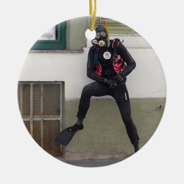 Adorno De Cerámica Dry Scuba Diver (Frente)