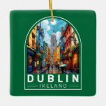 Adorno De Cerámica Dublin Ireland Travel Art Vintage<br><div class="desc">Diseño de viaje vectorial retro de Dublín. Sus edificios históricos incluyen el castillo de Dublín,  que data del siglo XIII,  e imponente catedral de San Patricio,  fundada en 1919.</div>