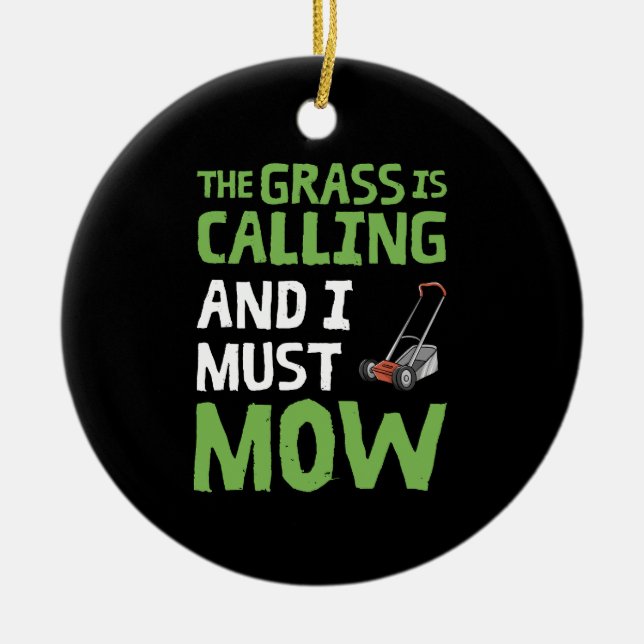 Adorno De Cerámica Ducha de césped - La hierba llama y debo mascar (Frente)