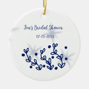 Adorno De Cerámica ducha de novia de lujo real hojas estrellas azules