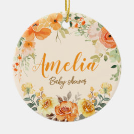 Adorno De Cerámica Ducha de Novia Floral Acuarela Pintada a Mano