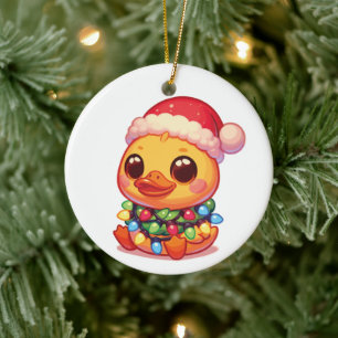 Adorno De Cerámica Duck Merry Christmas Winter Animals Cute Ducks