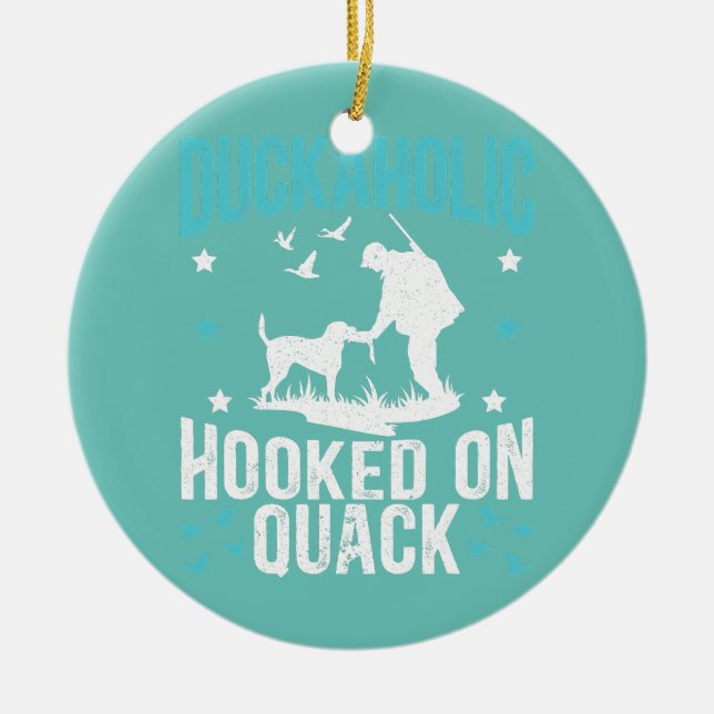 Adorno De Cerámica Duckaholic Enganchado A La Caza De Aves Acuáticas  (Frente)