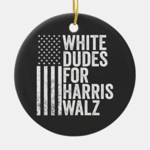 Adorno De Cerámica Dudes Blancas Para Harris Walz Elección De Bandera