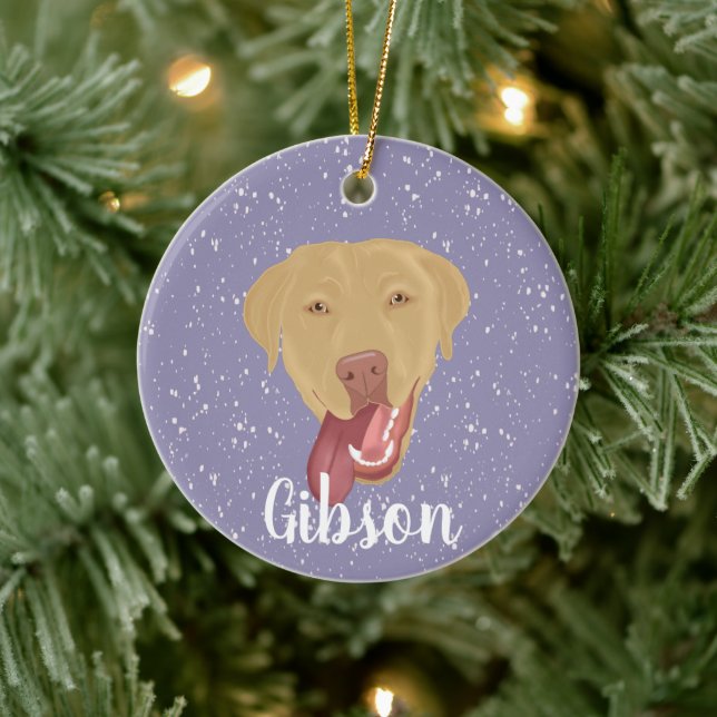 Adorno De Cerámica Dudley Labrador personalizado (Árbol)