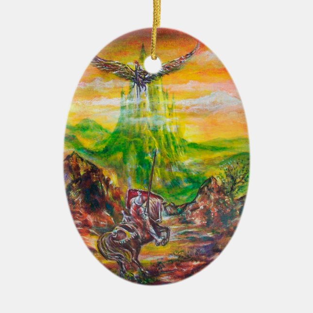 ADORNO DE CERÁMICA DUEL MÁGICO ENTRE BRADAMANT Y NEGROMANCER (Frente)