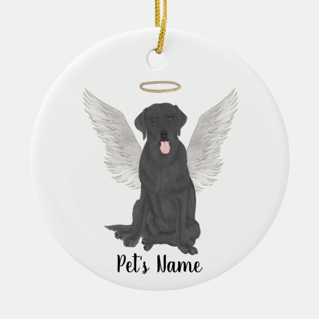 Adorno De Cerámica Duelo por Labrador Retriever Negro Personalizado (Frente)