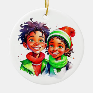 Adorno De Cerámica Duende de Navidad Vintage Personalizado
